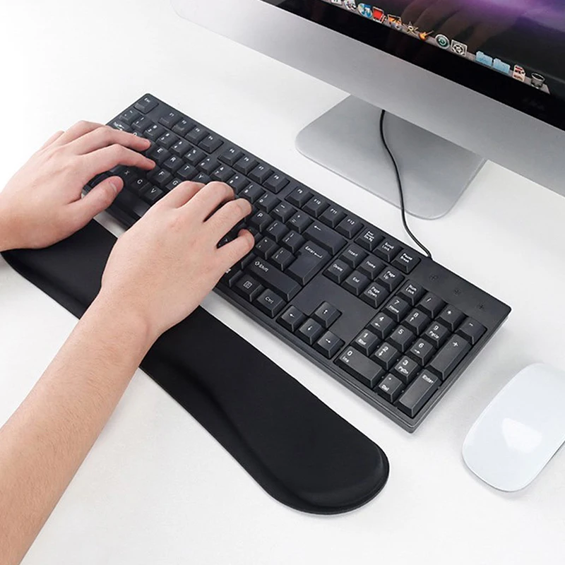 For PC Computer Gaming Keyboard Raised Platform Hands Keyboard Wrist Rest Pad Wrist Rest Mouse Pad Memory Foam Superfine Fibre