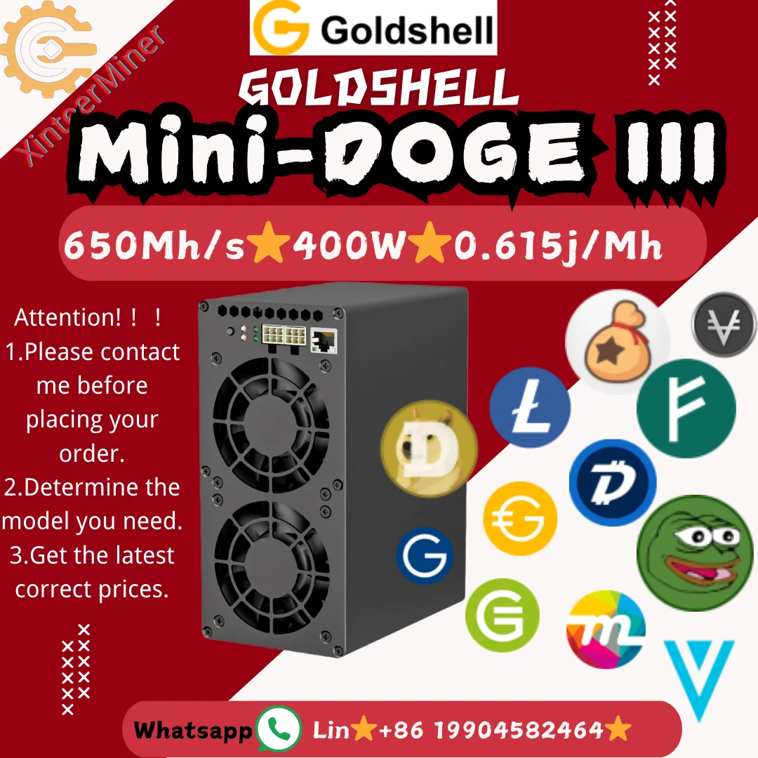 New Goldshell Mini-DOGE III Plus LTC&Doge Coin Miner 810MH/S 500W Dogecoin Miner LTC Miner