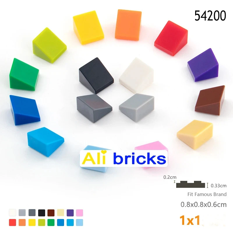 100pcs DIY Building Blocks Figure Smooth Bevel Bricks 1x1 Educational Creative Size Compatible With 54200 Toys for Children