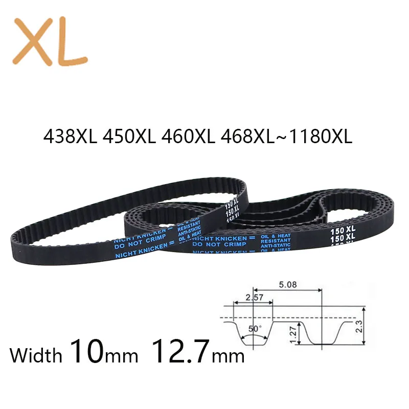 

XL Timing Belt Rubber Closed Loop Perimeter 438XL 450XL 460XL 468XL ~ 1180XL Width 10mm 12.7mm Pitch 5.08mm Synchronous Belt