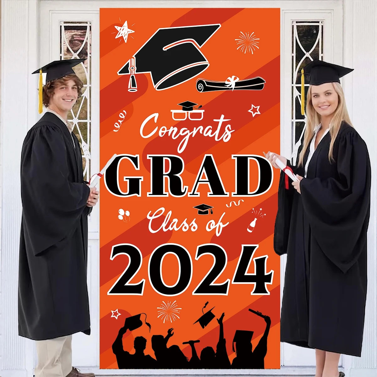 Happy Graduation Hanging Flag Congrats Grad Porch Door Banner Congrats Grad Party Decor Class Of 2024 Photography  Party Decors