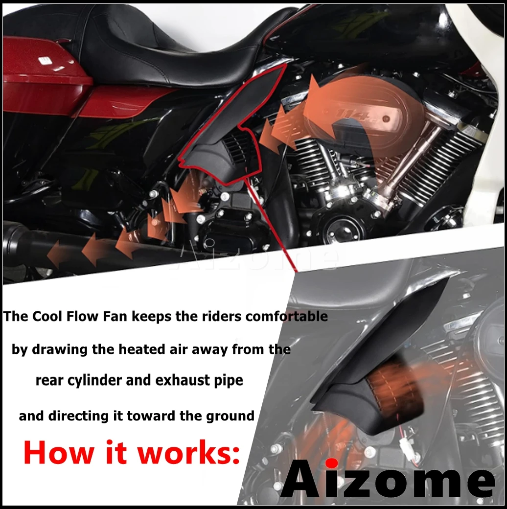 Motorcycle Cooling Radiator Cool Flow Fan For Harley Touring Road Glide CVO Tri Ultra Limited Electra Glide Coolflow Fan 2017-23