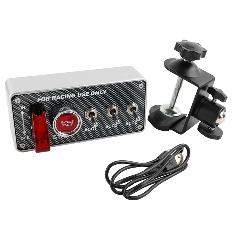 

USB 12V Ignition Switch Panel Ignition Push Buttons LED Toggle Switch Panel Carbon Foramerican Simracing Games