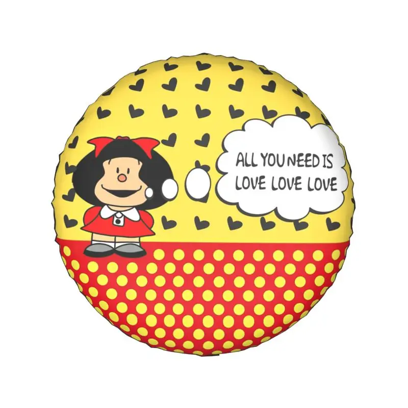 Mafalda Quotes Tire Cover 4WD 4x4 SUV Cartoon Quino Spare Wheel Protector for Mitsubishi Pajero 14