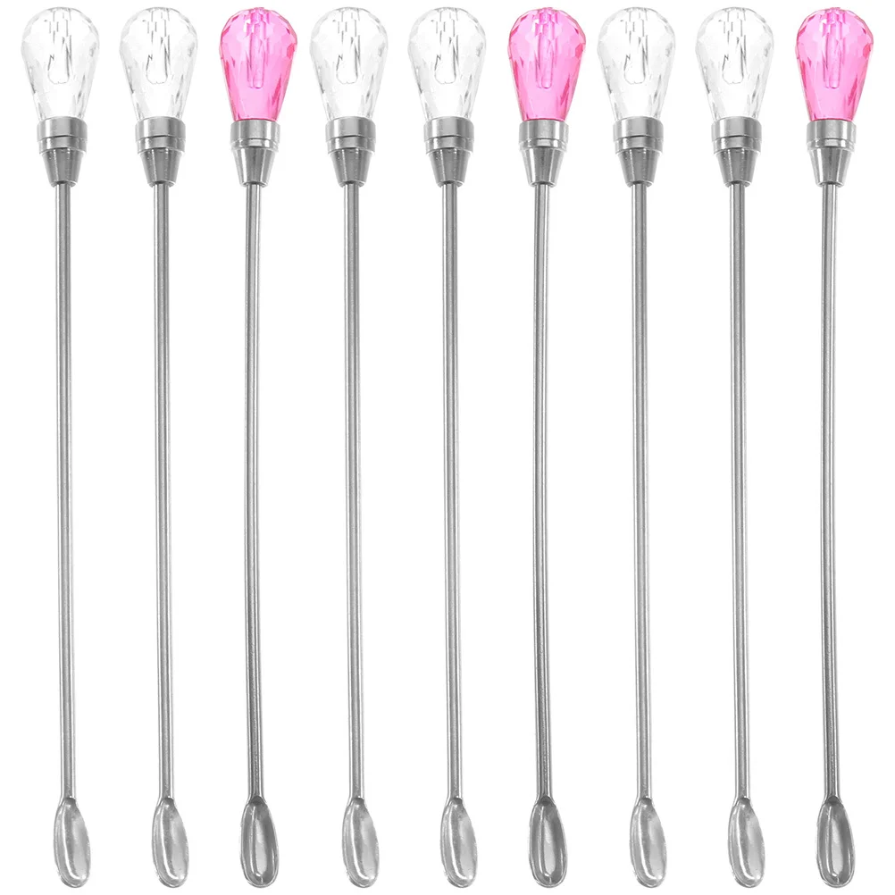 9Pcs Ink Mixer Tattoo Pigment Stirring Rod Spoon Metal Mixing Rod Brow Powder Stirrer Stir Sticks for DIY Ink Mixer