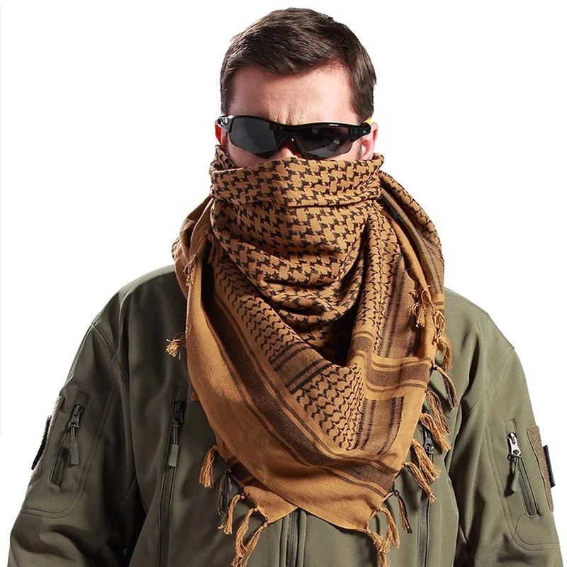 C.NEW S New Tactical Scarf Tassel Headband  Arab Men Women Keffiyeh Muslim Outdoor Winter Square Head Scarves Scarf