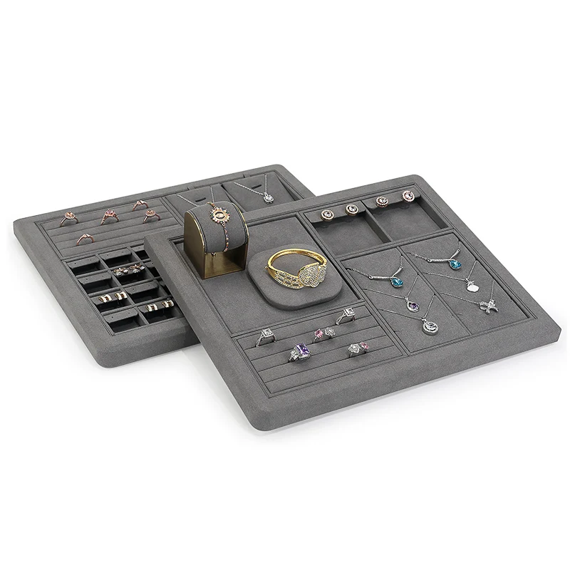 

Gray Jewelry Organizer Tray Bracelet Holder Earring Show Stand Rings Necklace Display Stand Beads Organizer Box