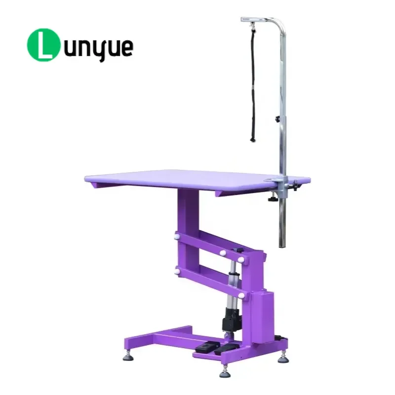 Electric Lifting Pet Grooming Table with Foot Control and Pull-out Tray Eco-Friendly Plastic for Dog Cat Home Use