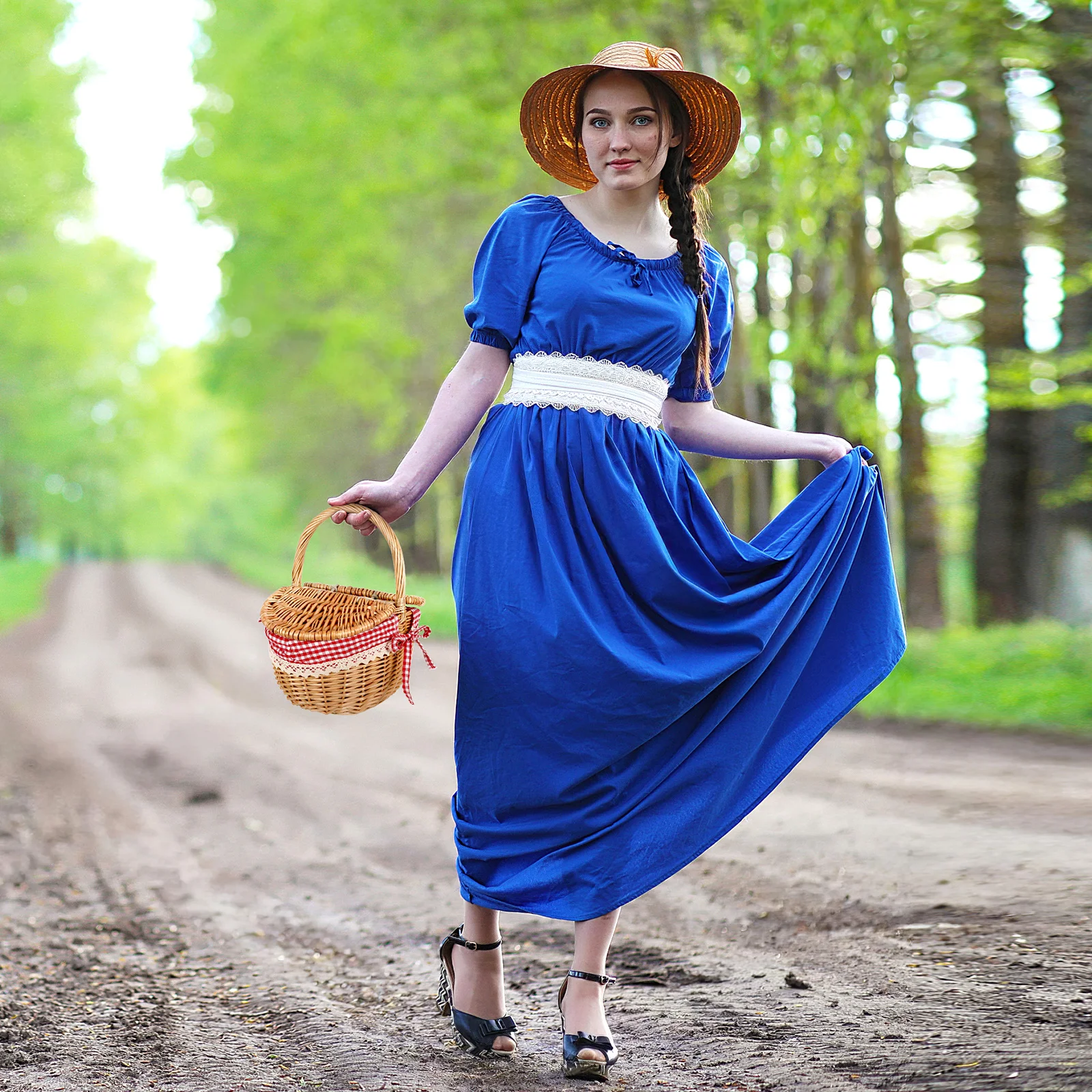 

Portable Handheld Woven Picnic Basket Double Lid Food Storage Basket Decorative Outdoor Storage Bin Multipurpose Woven Holder