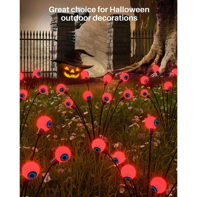 LICE-مخيف مقلة العين أضواء ساحة الشمسية، 16LED يتمايل ديكور الحديقة الشمسية مقاوم للماء، للفناء/الحديقة/الممر، 2 قطعة