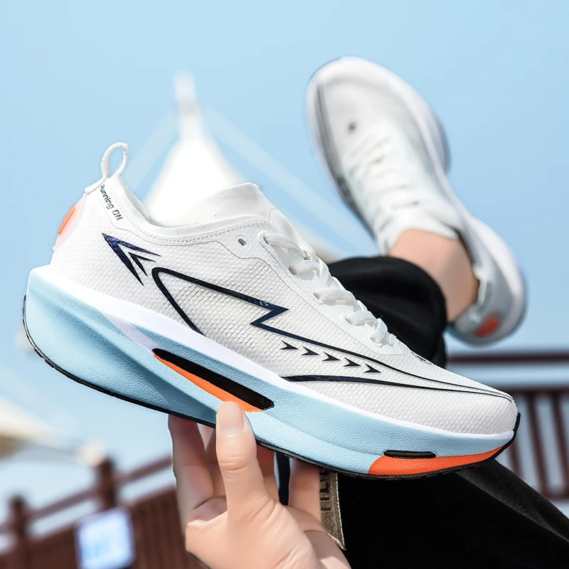 Scarpe da ginnastica casual da uomo con piastra in carbonio, scarpe sportive da corsa, scarpe da ginnastica bianche da allenamento per atletica traspirante per donna 36-44