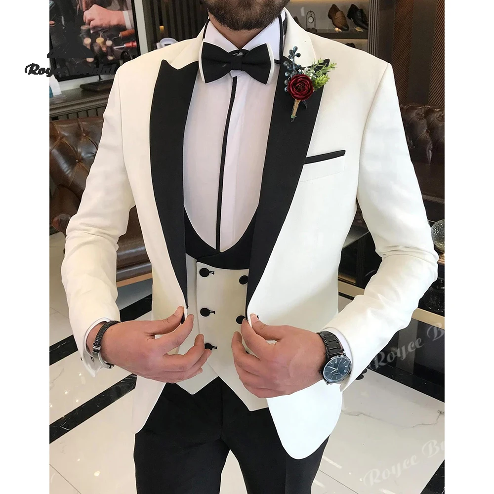 

Three Piece Single Breasted Men's Wedding Suit 2026 Peak Lapel Formal Business Evening Suit Customized trajes para hombre
