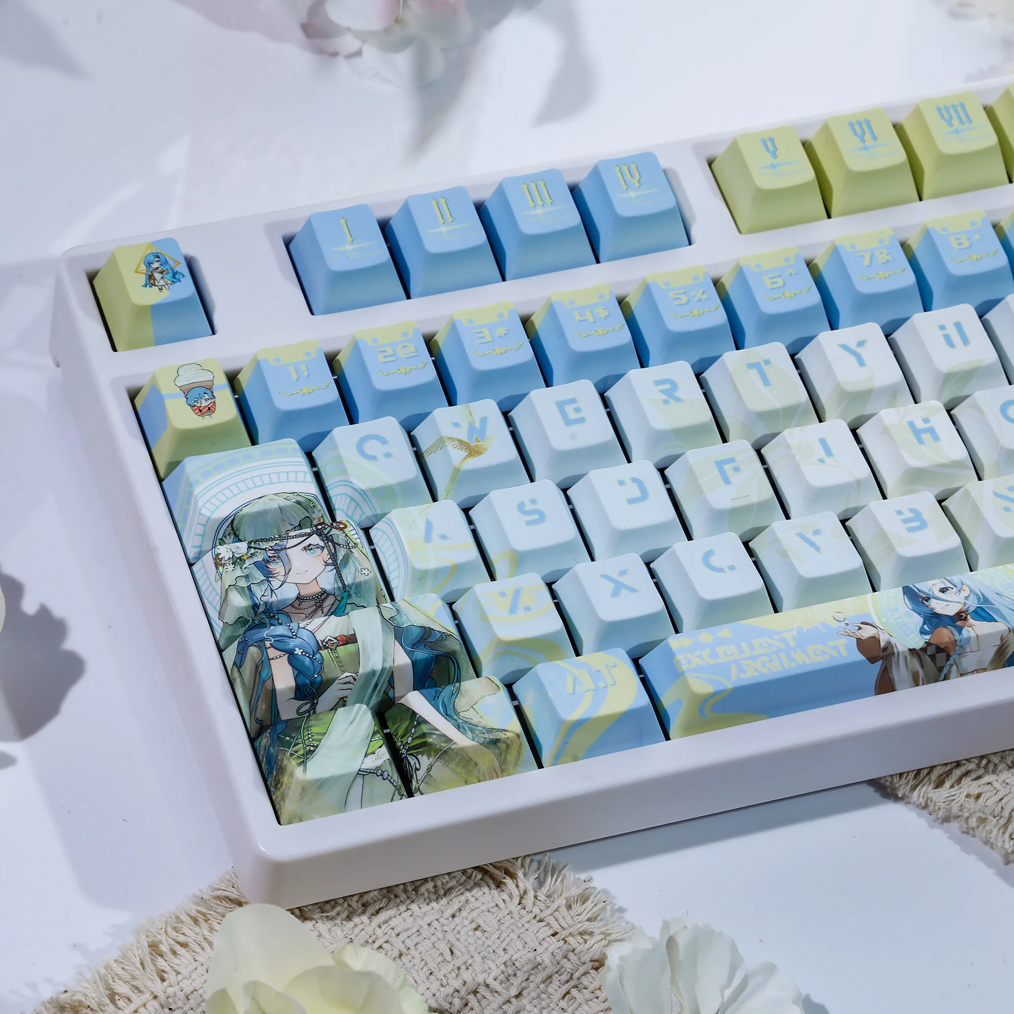 Thirty-Seven 37 PBT Keycap Reverse 1999 DYE Sublimation Key Cover Cherry Cross MX Switch Key Caps for Mechanical Keyboard Gift