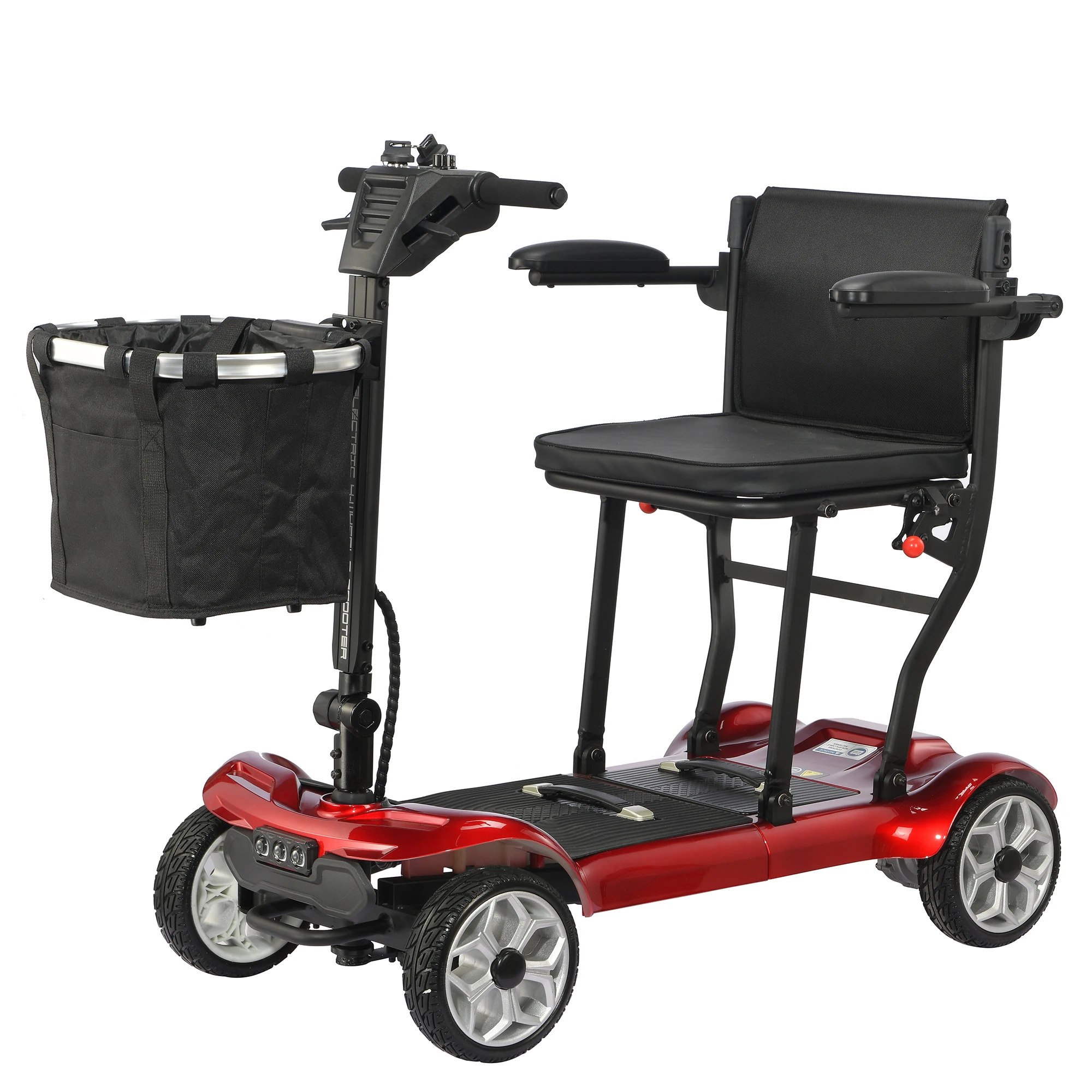 

Электрический складной самокат для взрослых, 4-колесный мобиль, максимальный вес 220 фунтов, 25 миль в зарядке, инвалидная коляска с электроприводом