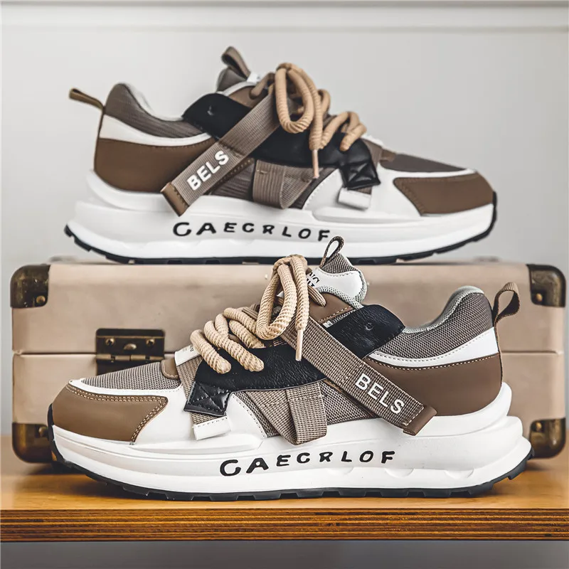 Witte sneakers voor heren 2025, nieuwe collectie, modieuze vrijetijdsschoenen, duurzaam, antislip, dikke zolen, lift, comfortabel ademend, gemakkelijk