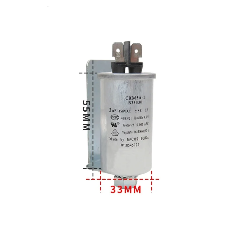 Washing machine capacitor 3UF 6UF 8UF 10UF 11UF 15UF CBB65A-1 starting capacitor Single Insert with Screw