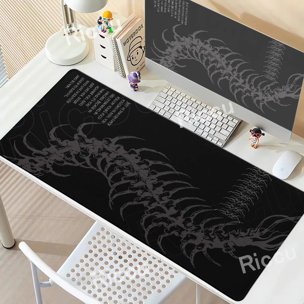 Black White Gothic Mouse Pad Large Gaming Centipede Aesthetics Mouse Mat PC Accessories Extended Mat Office Keyboard Mouse Pads