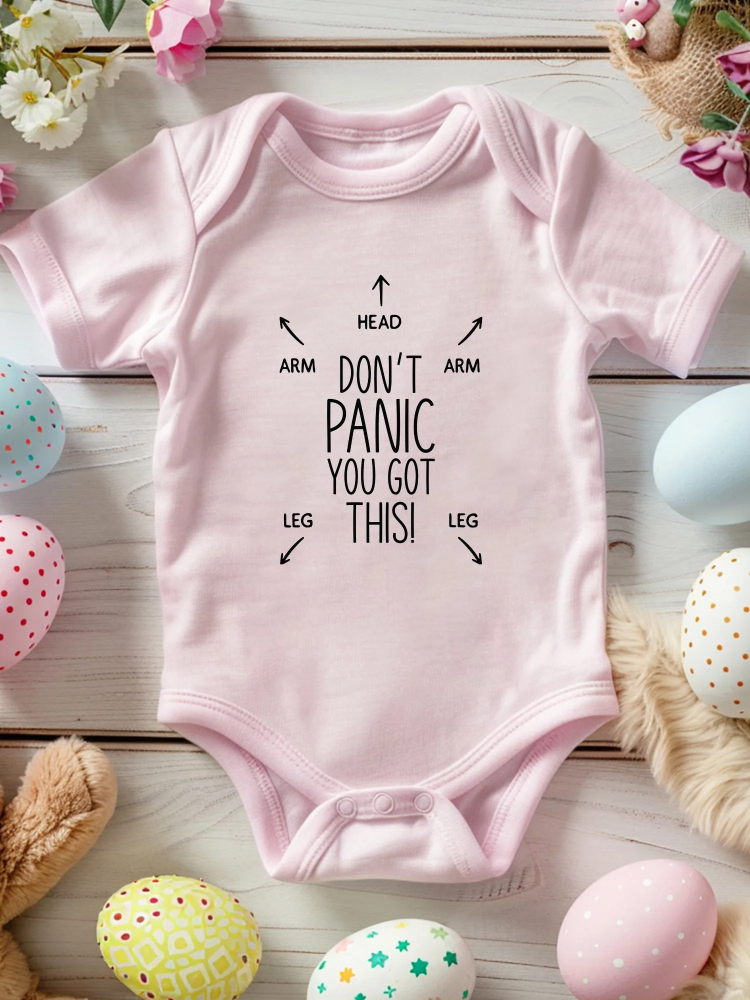 

Don't Panic You Got This Unisex Baby Crawling Suit, 100% Cotton Soft Onesie, All-Season Wear Pink Bodysuit 190GSM