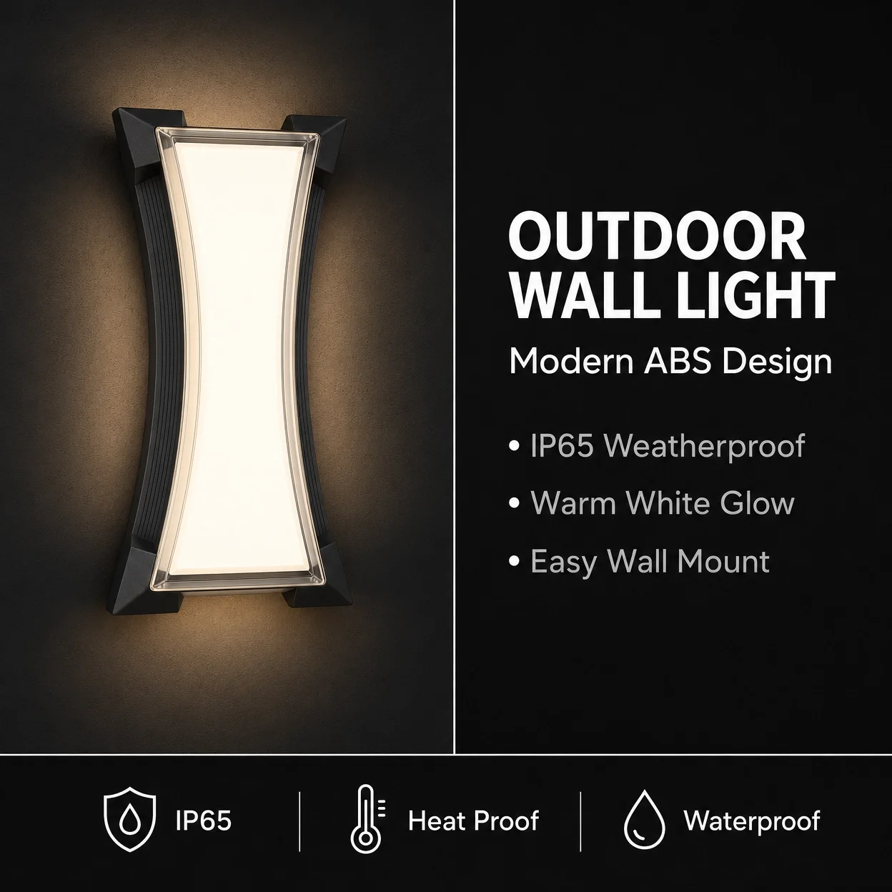 Lampe murale extérieure 12W en ABS, étanche IP65, pour porche, balcon, jardin, escalier, lampe décorative