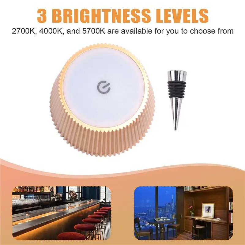 AT21-LED Wine Bottle Wireless Bottle Lamp Shade For Liquor Bottles 3 Color Stepless Dimming Wine Bottle Lights For Bars
