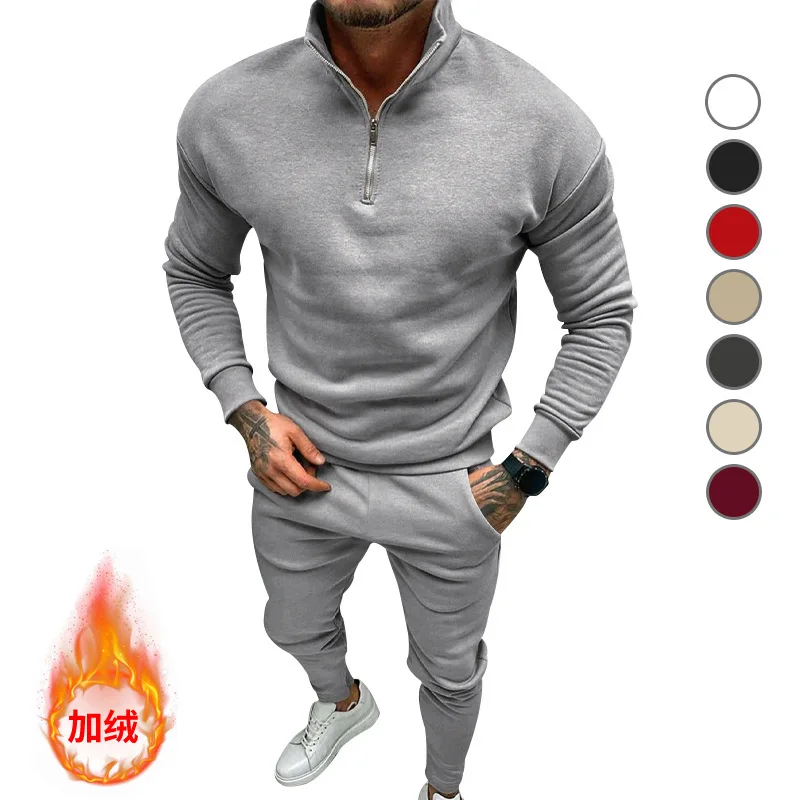 

Осенне-зимний мужской повседневный бархатный комплект спортивных брюк на молнии 2025 года