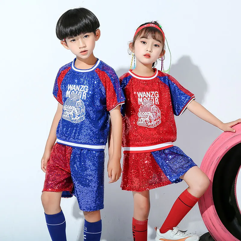 

Children Sequin Jazz Dance For Girl Performance Stage Dance Costumes For Girls Hip Hop Streetwear Kid Modern Dancing Suit