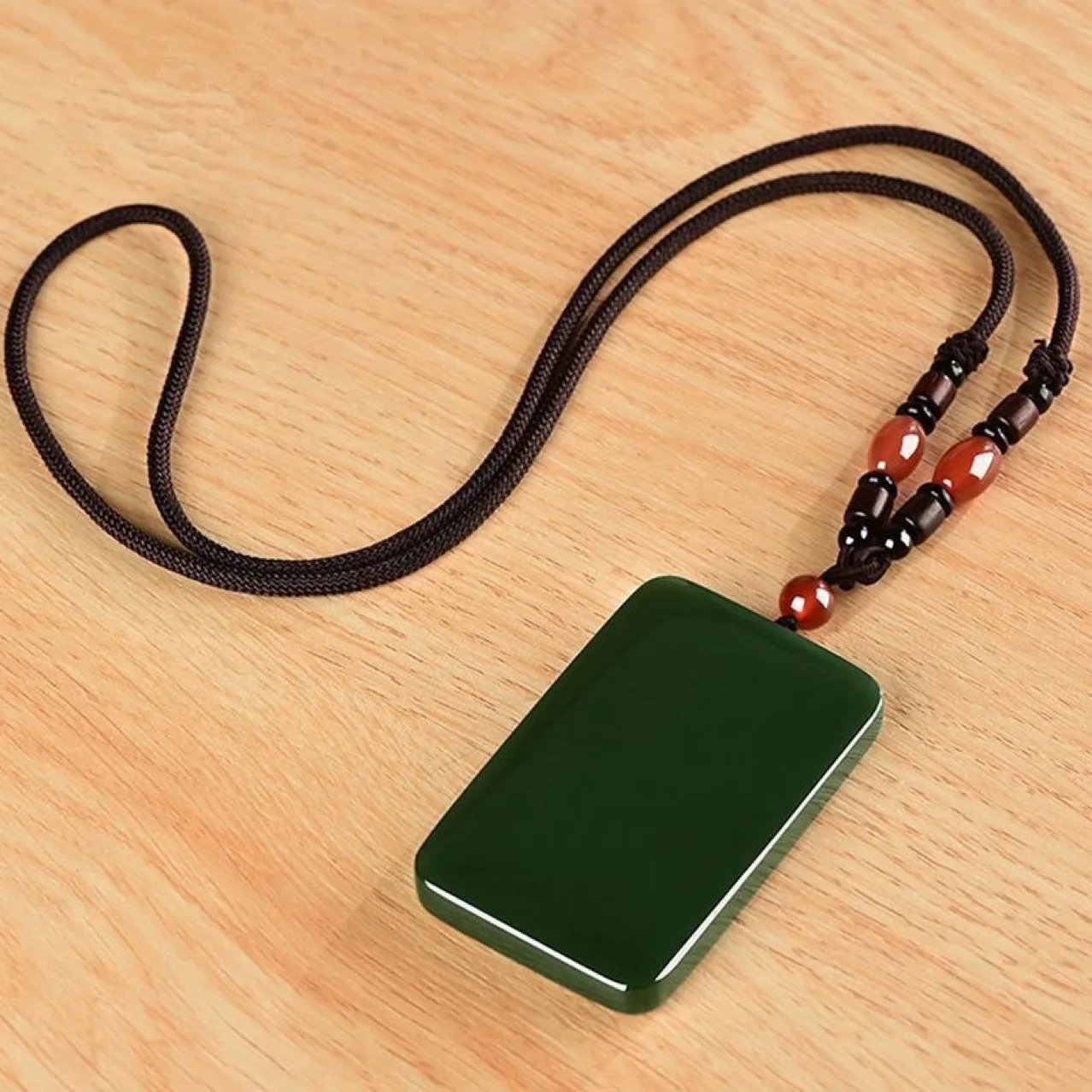 Peace Charm Pendant, Natural Hetian Jade Green Jade, No Trouble Necklace for Men, Jade Pendant Jewelry