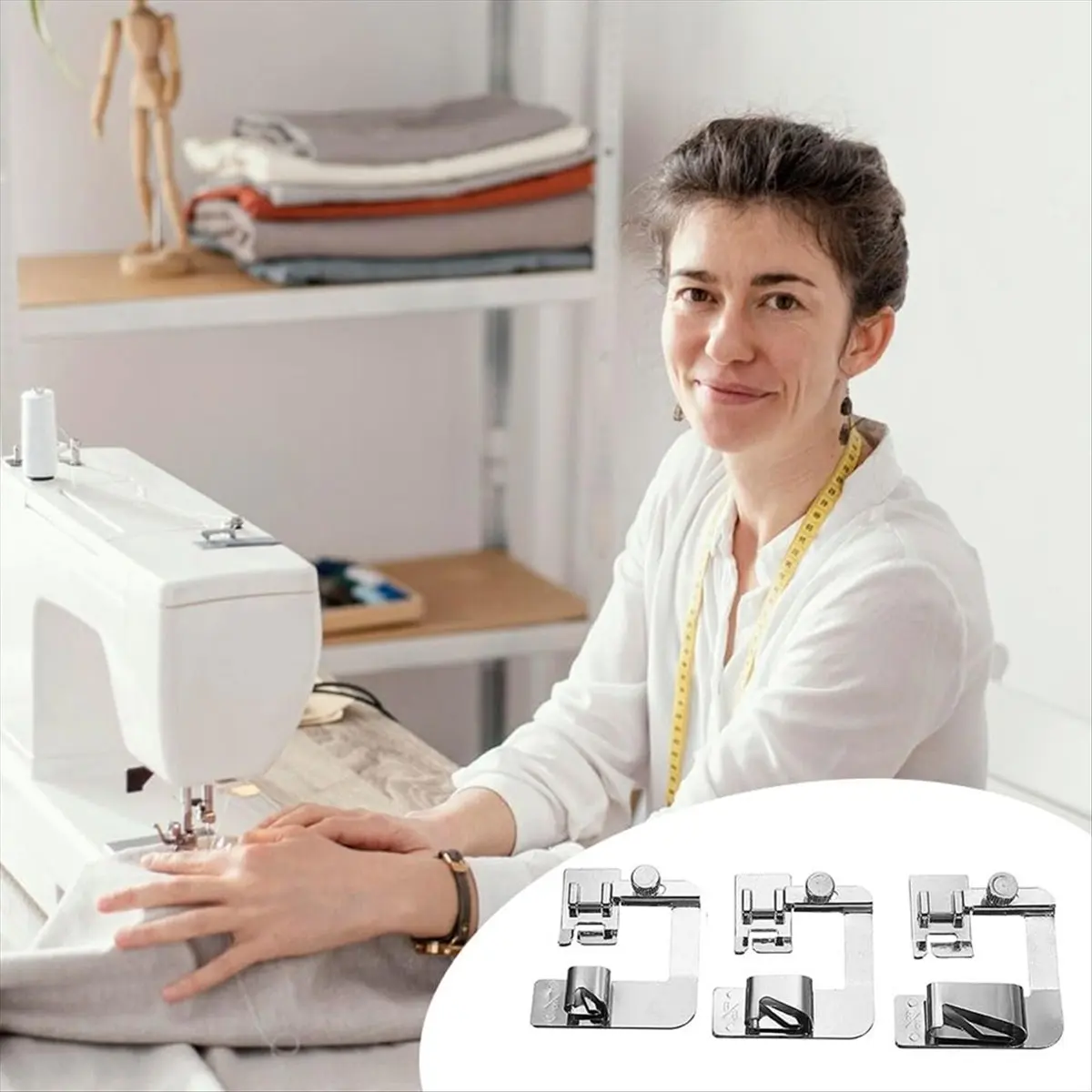 PROMOTION!3 Sizes Wide Rolled Hem Pressure Foot, 1/2 Inch, 3/4 Inch, 1 Inch for Most Other Low Shank Sewing Machine Clip Sewing