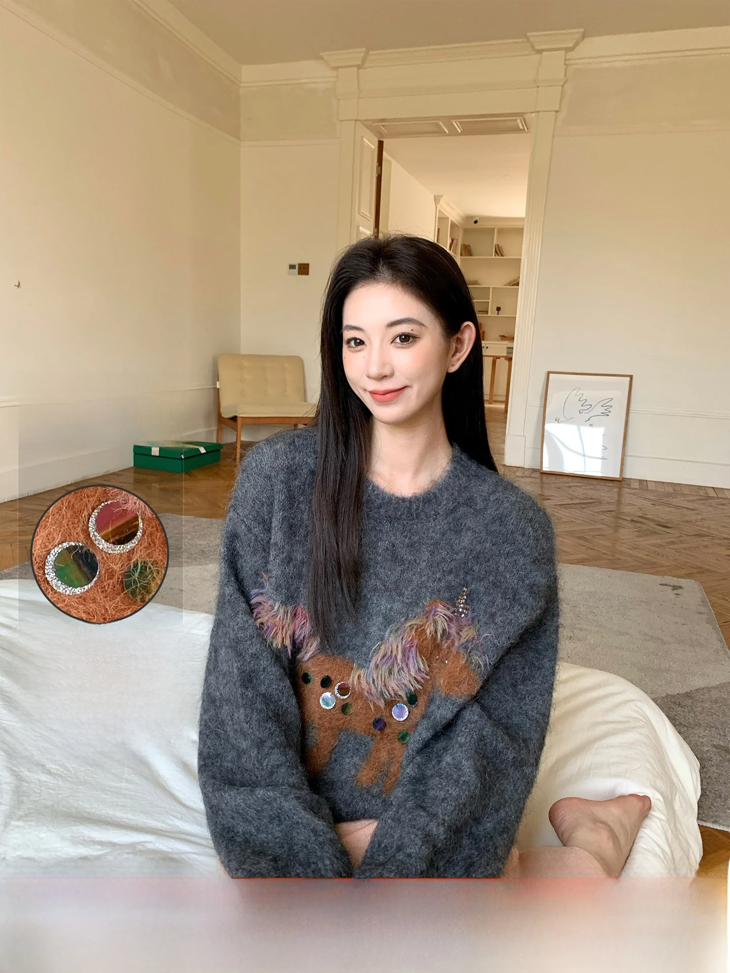 

INON New Year Lazy Slimming Sweater Women Winter Thiened Satin Dyed iny Sequin Alpaca Knitted irt Soft Long Sve