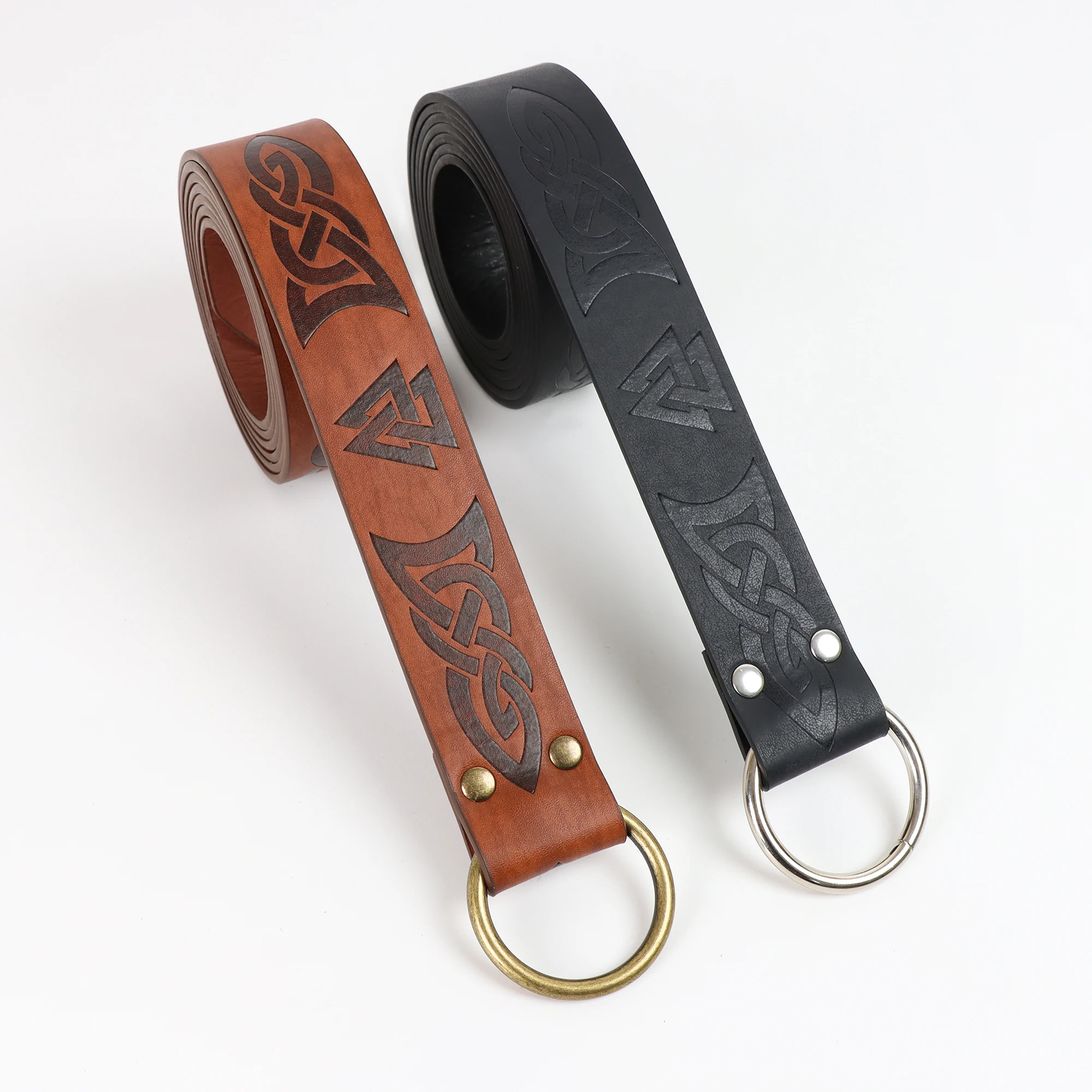 เรอเนซองส์หนัง PU เข็มขัดคอสเพลย์ไวกิ้งเข็มขัดพิมพ์ลายสำหรับชุดยุคฟื้นฟูศิลปวิทยายุคกลาง