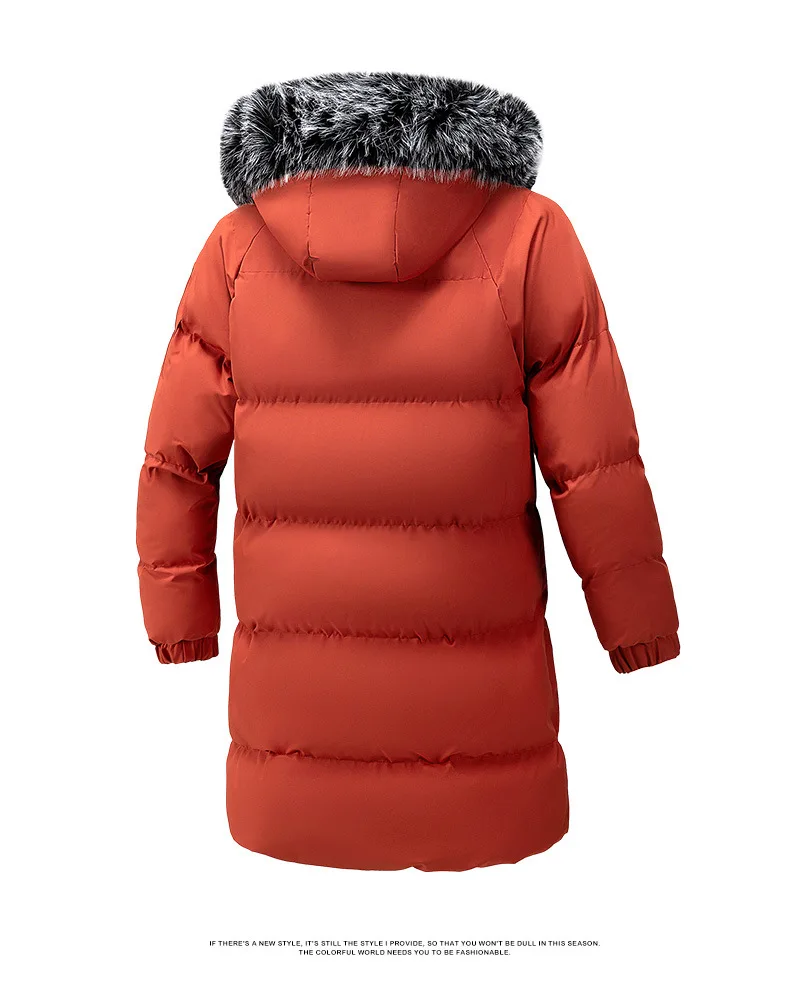 Winter Men's Hooded Jacket Large Fur Collar Thick Warm Cotton Coat Medium-Length Versatile Windproof Fashionable Workwear