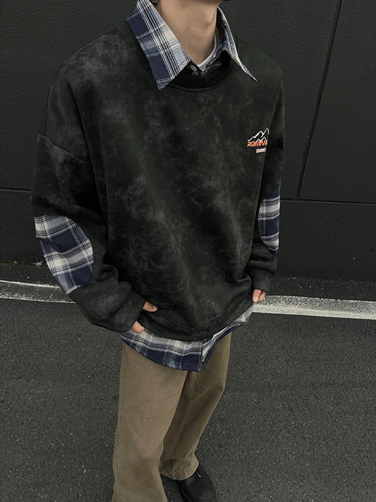 

Мужская толстовка с воротником-стойкой, осенне-зимняя, на флисовой подкладке, плотная, износостойкая, в клетку, с лоскутным узором, повседневная, свободного кроя, молодежный тренд