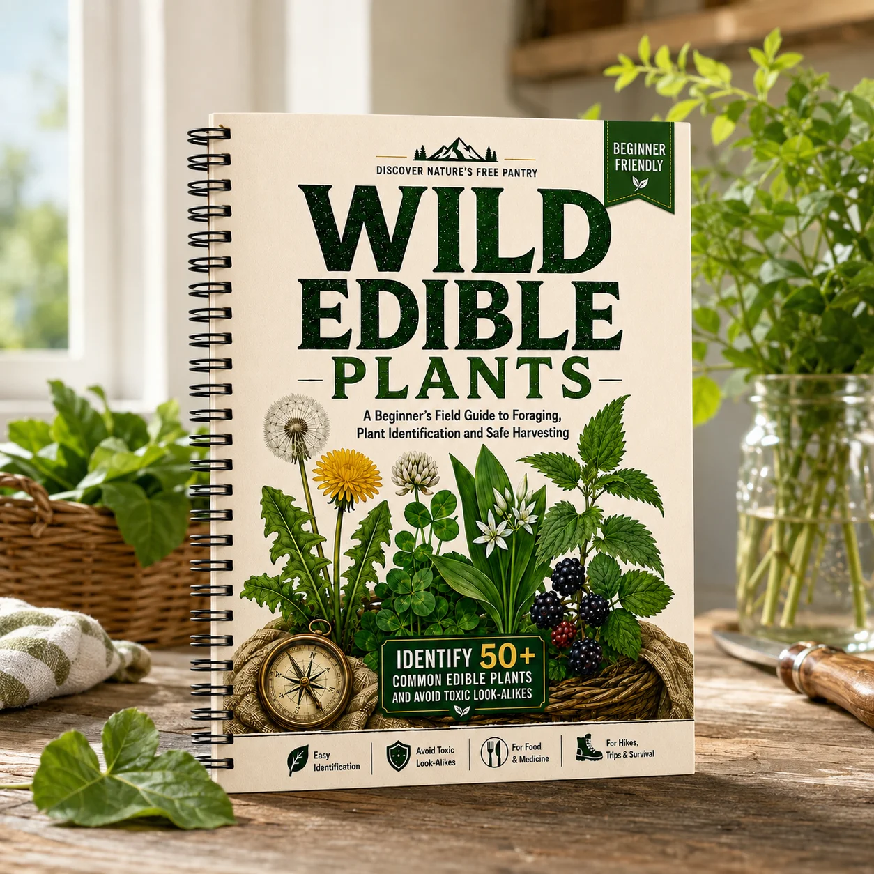Beginner Foraging Guide Book: Wild Edible Plants Field Handbook - Identify & Safely Harvest Edible Plants - Reference Book