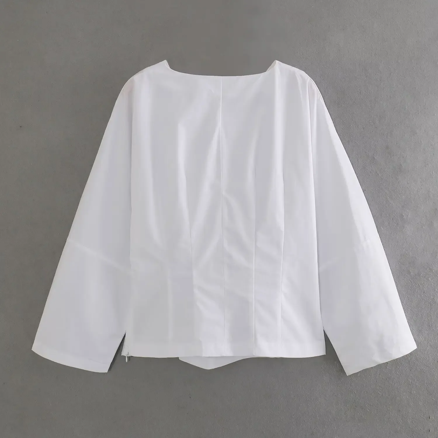 Blusa Vintage de popelina para mujer, Blusa de manga larga con cuello en fila, Tops elegantes a la moda, novedad de 2024