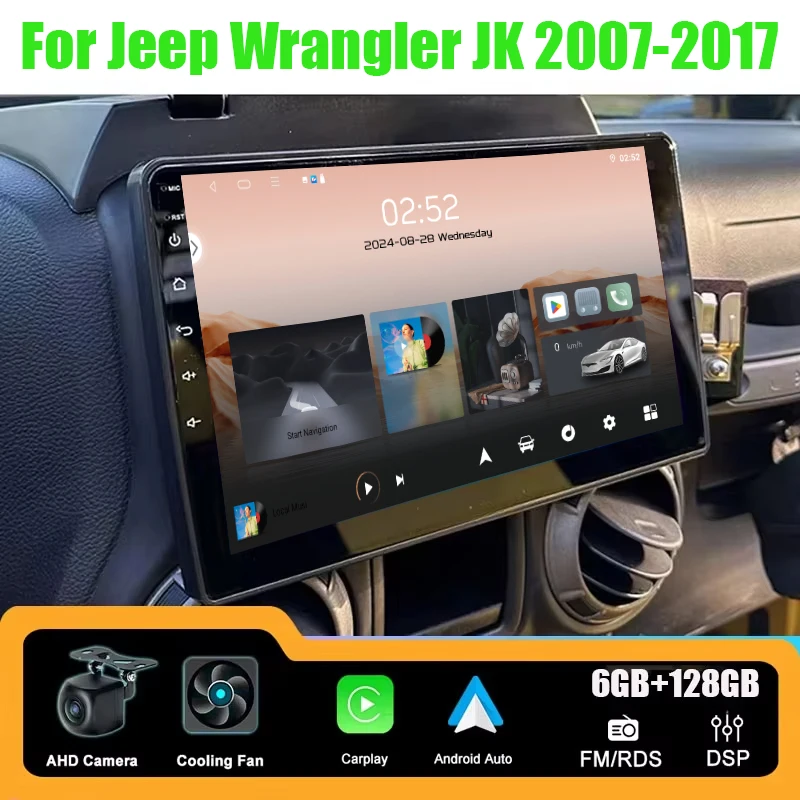 

10" 6+128GB Car Stereo Radio Apple Carplay Android Auto Head Unit FM BT GPS Navi For Jeep Wrangler JK 2007-2017 Video Player