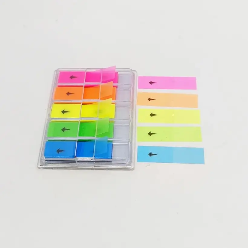 

Index Tab Paper Writable Sticky Note Sticky Index Label with Plastic Dispenser Colorful Transparent for Marking