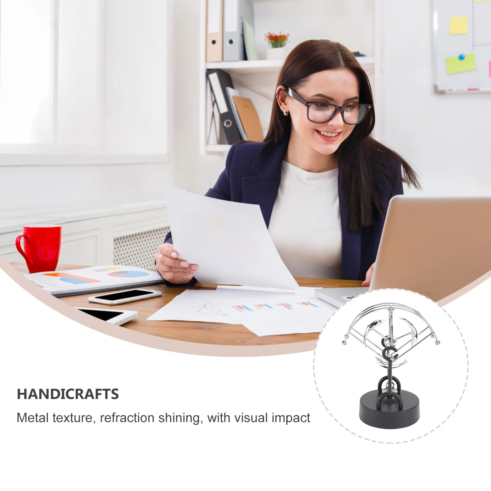 1 pçs movimento perpétuo ornamento de mesa prata base sólida ciência decoração escritório casa alívio do estresse durável balanço metal