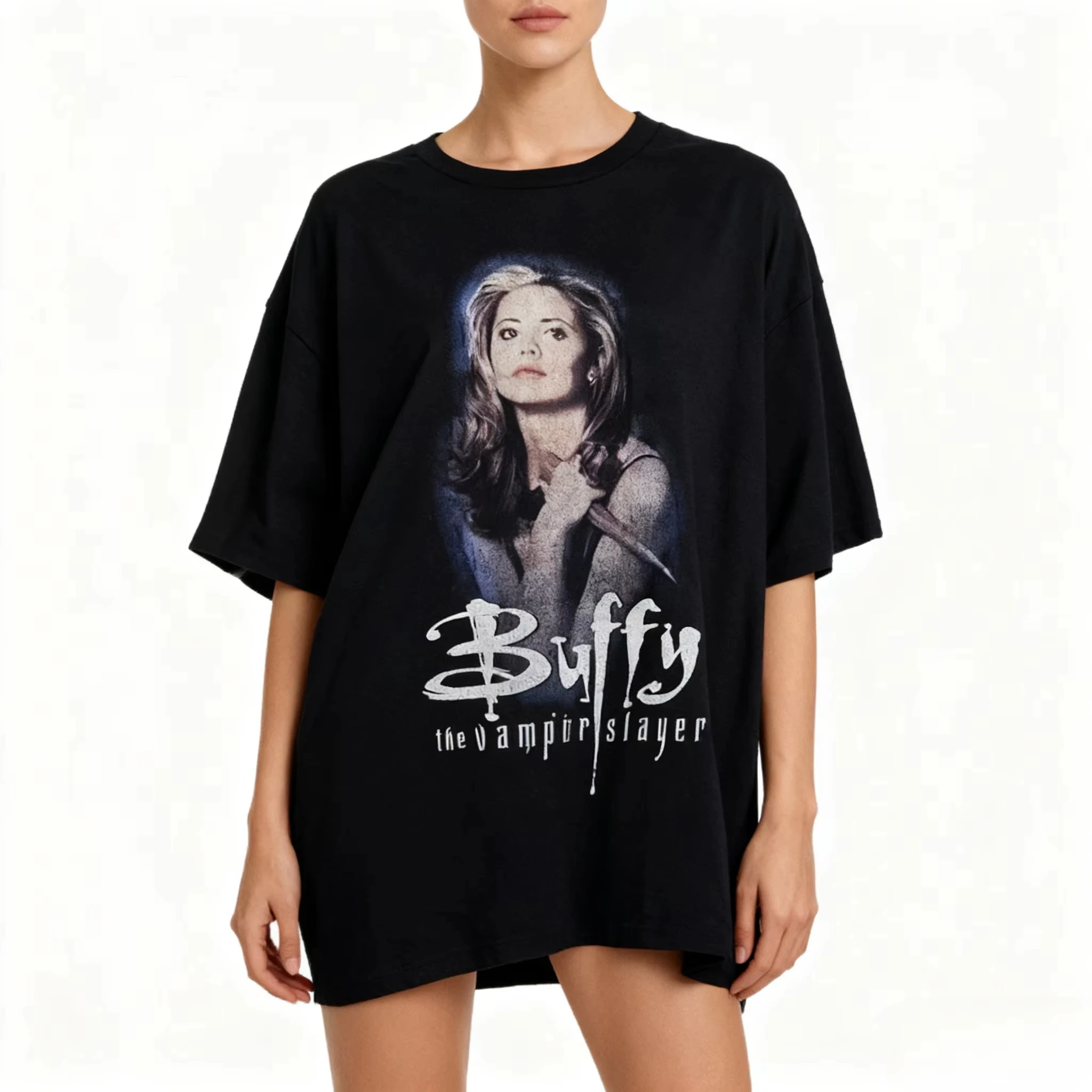 Camiseta Informal Personalizada Retrô dos Anos 90 Camiseta Buffy The Vampire Slayer