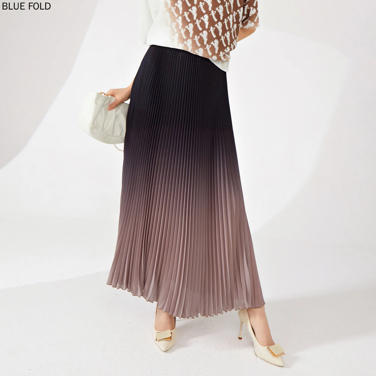 

Miyake Hot-selling Skirt A-line Women's Drapey Elastic Waist Loose Wide Hem Elegant Gradient High-end Pleated Skirt Faldas