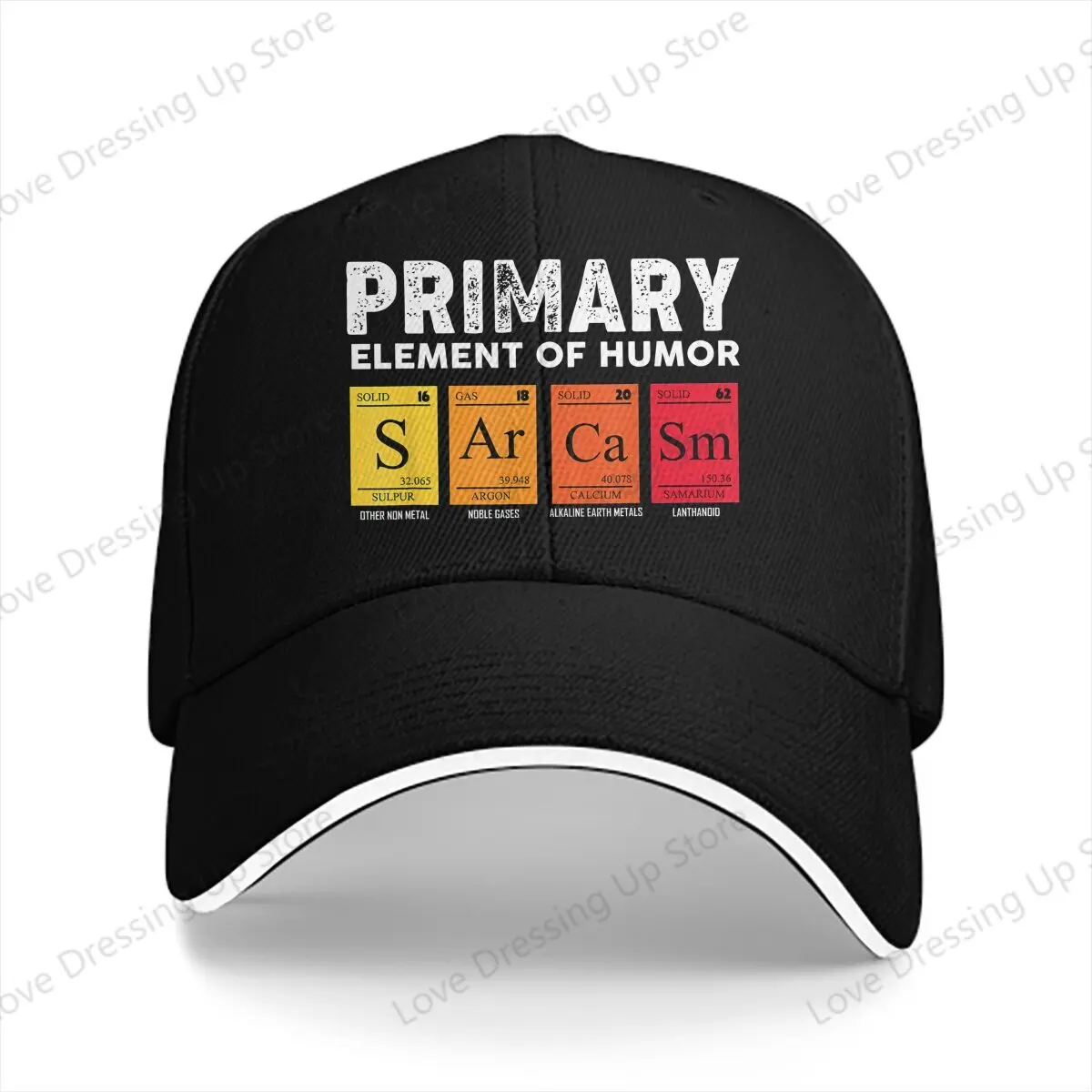 New Periodic Table Men Women Baseball Caps S Ar Ca Sm Primary Elements of Humor Wissenschaft Truck Cap Golf Hats