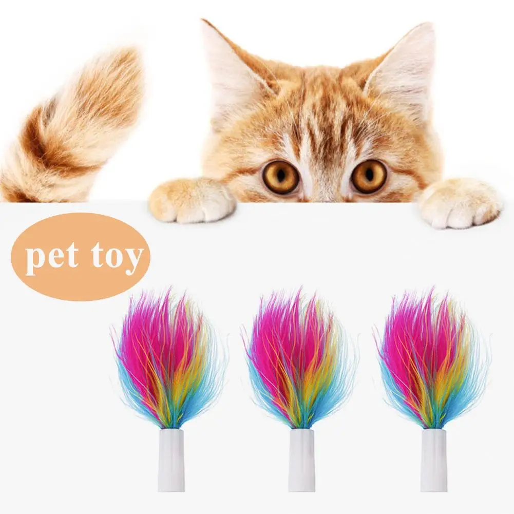3 Pcs Auto Stick Feathers Replacement Head Kitten Cat Feather Toys Assortments 3 Mode Cat Wand Replacement Cat Wand Toys Refills