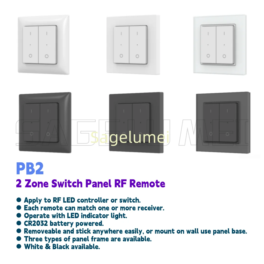 New DC3V Wireless Control Panel 2 Zone Switch Panel Remote Controller Dimming RF LED Dimmer Apply to RF LED controller or switch