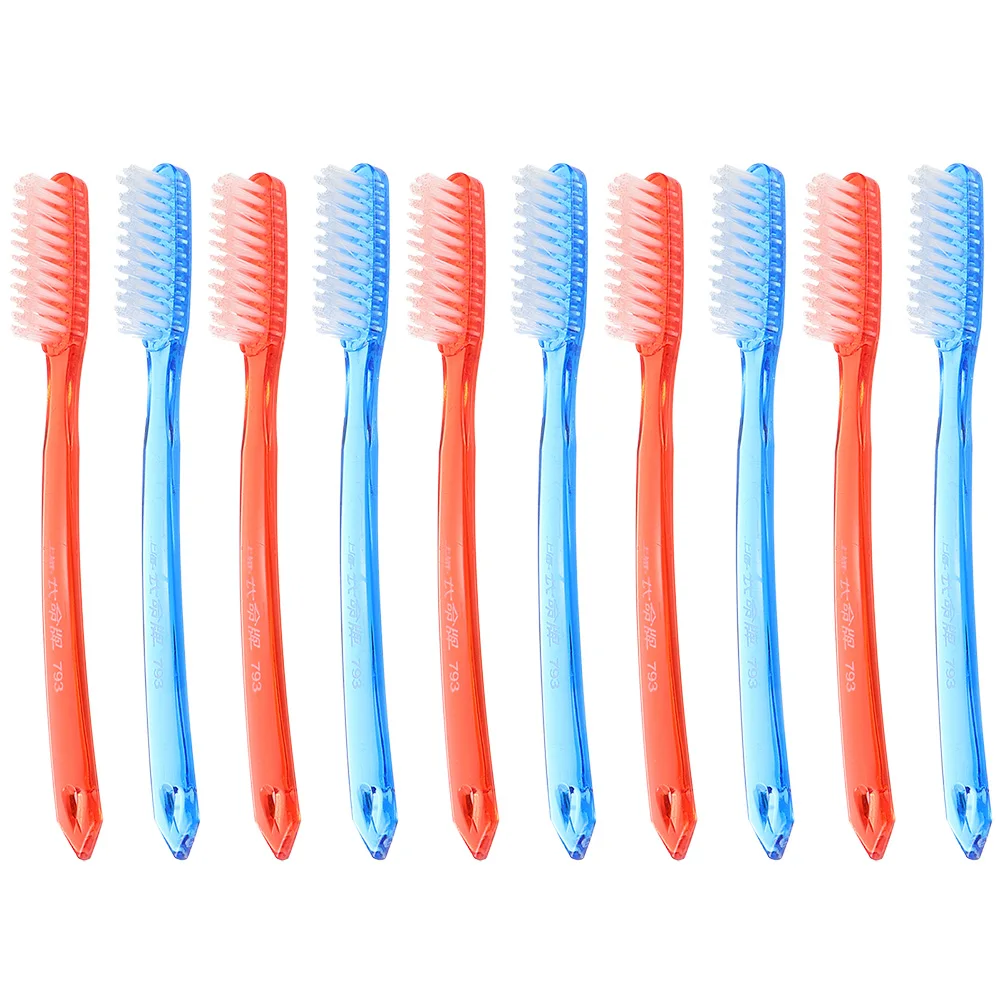 

10Pcs Hard Bristle Travel Toothbrushes for Adults Plastic Large Head Lightweight Portable Teeth Cleaning Brushes