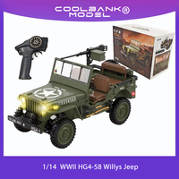 COOLBANK 1/14 HG4-58 Willys Jeep Alloy Model RC Electric Remote Control Model Car Simulation Military Truck Canopy Adult Kid