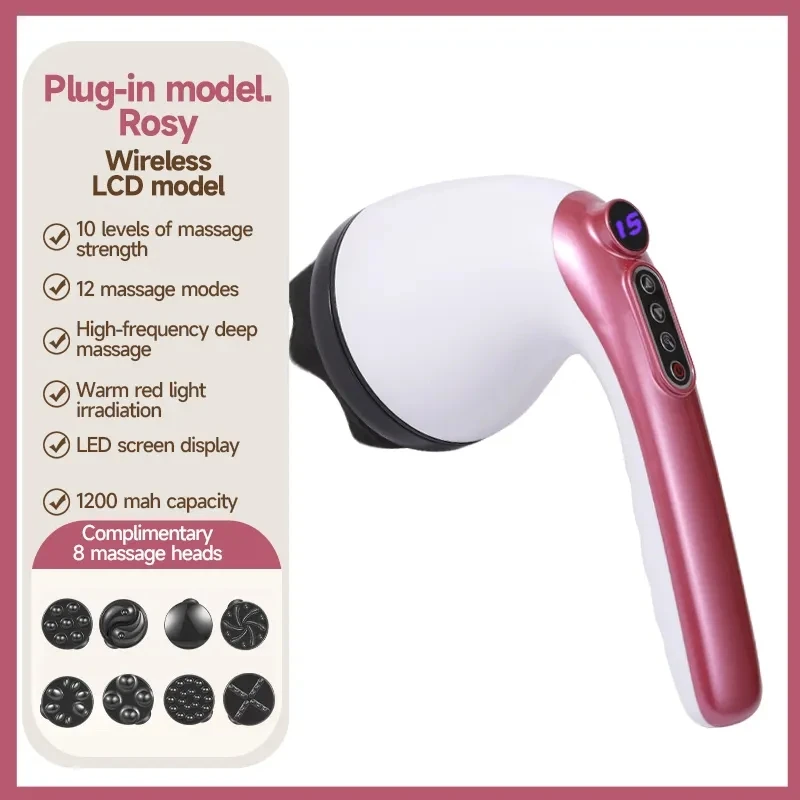 Martello da massaggio elettrico portatile con 8 teste per massaggio antistress per il corpo, per spalle posteriori, per tutto il corpo