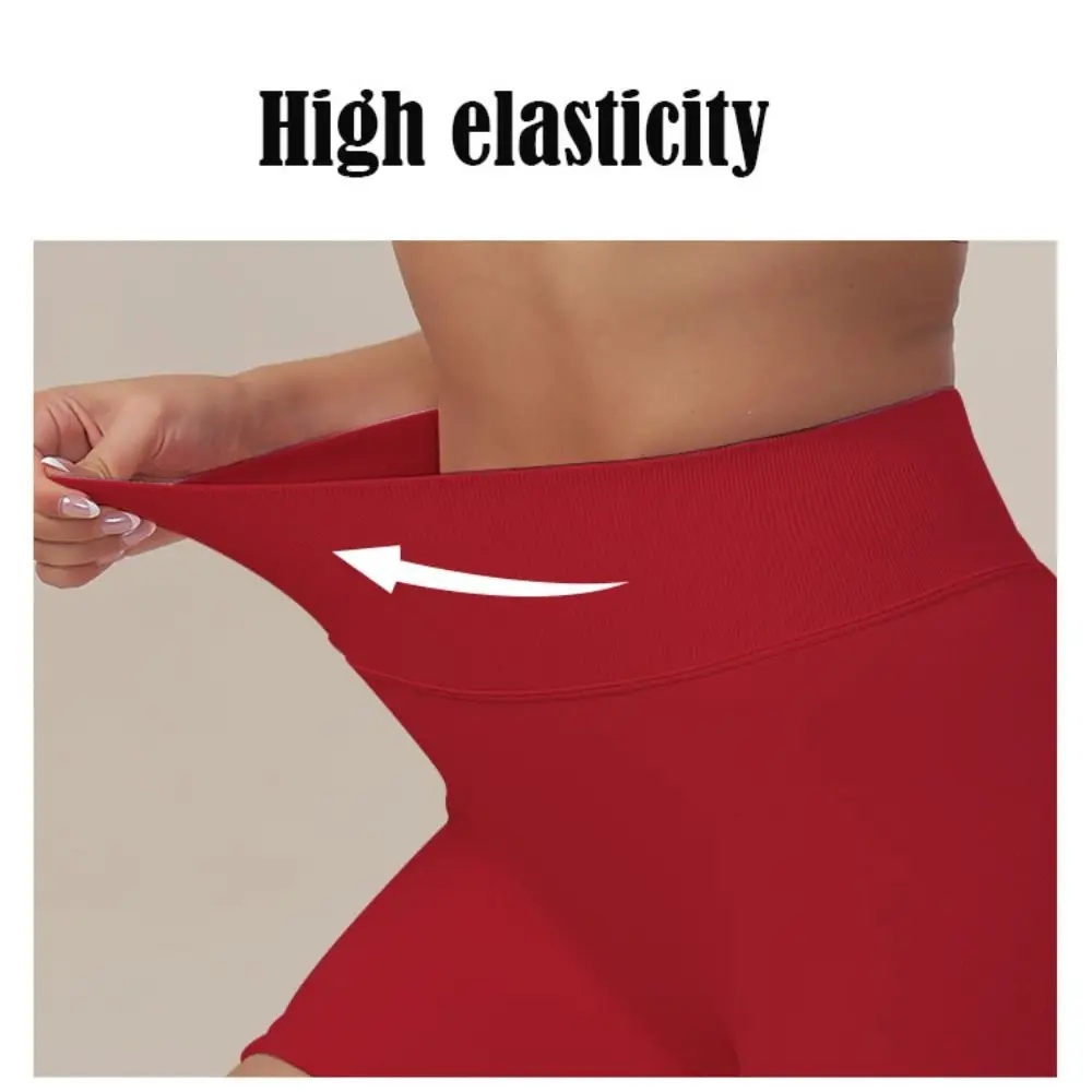

Seamless Leggings Gym Shorts Elastic Tight Fitting Biker Shorts Solid Color Lifted Buttocks Fitness Shorts Summer Workout