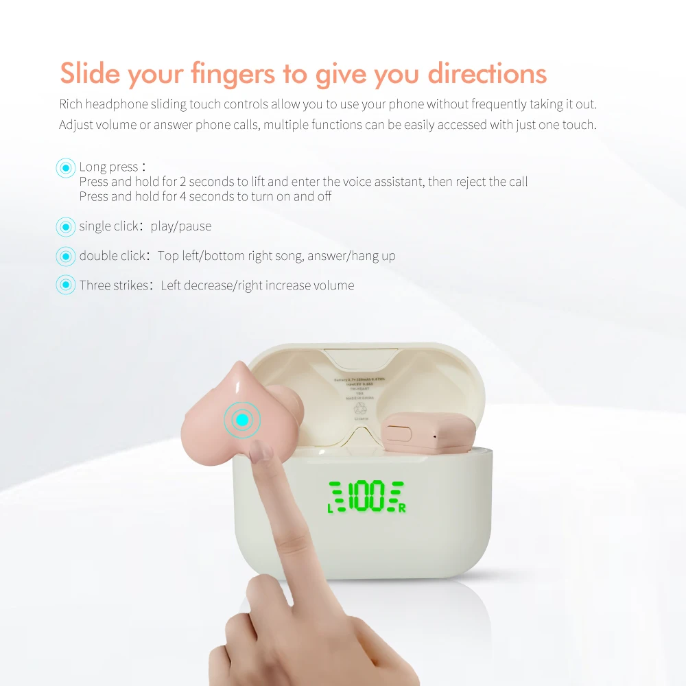 Headphone Nirkabel Tws Earphone Bluetooth Lucu Earphone Bluetooth Fashion Wanita Earphone Pelajar Game Merah Muda Hadiah Anak Perempuan