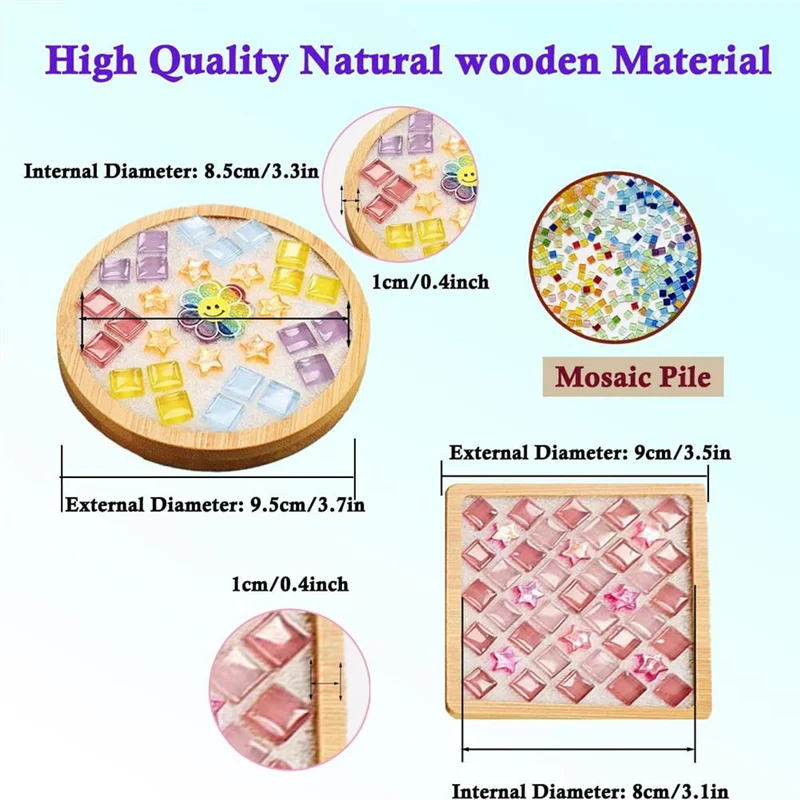 

ABYP мозаичная плитка для поделок, наборы разноцветной стеклянной мозаики с деревянной подставкой для взрослых, для украшения дома ручной работы