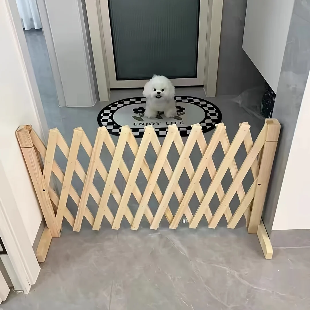 Barrière pliable extensible pour chien, enclos d'intérieur en bois, grille de sécurité pour chien, a