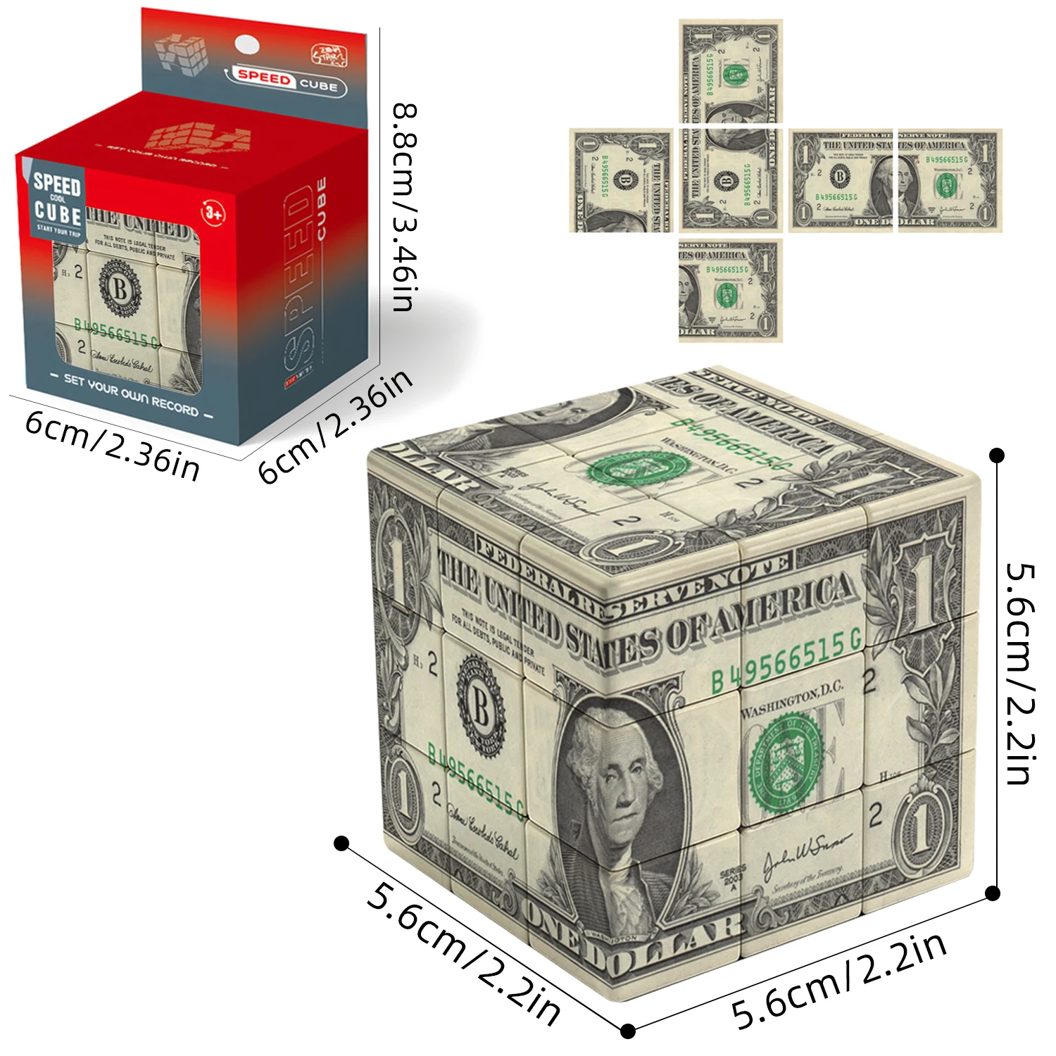 Dollar 3x3 Cube 3D Puzzle UV Printed Christmas Thanksgiving Halloween Theme Elements Brain Teaser Toy for Adults